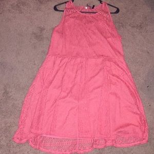 Salmon color lace skater dress